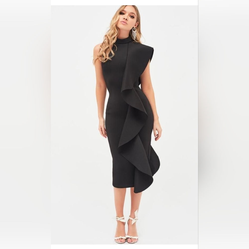 Lavish Alice Black Midi Dress